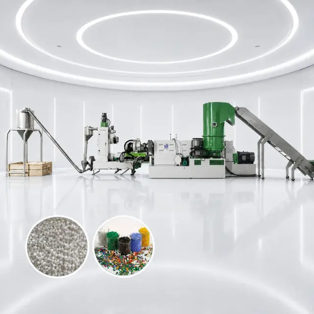 Plastic granulating and pelletizing production line Plastic granulating and pelletizing production line