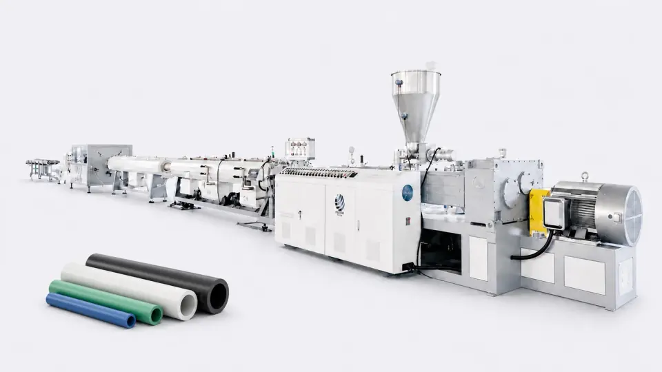 Plastic pipe extrusion line Plastic pipe extrusion line