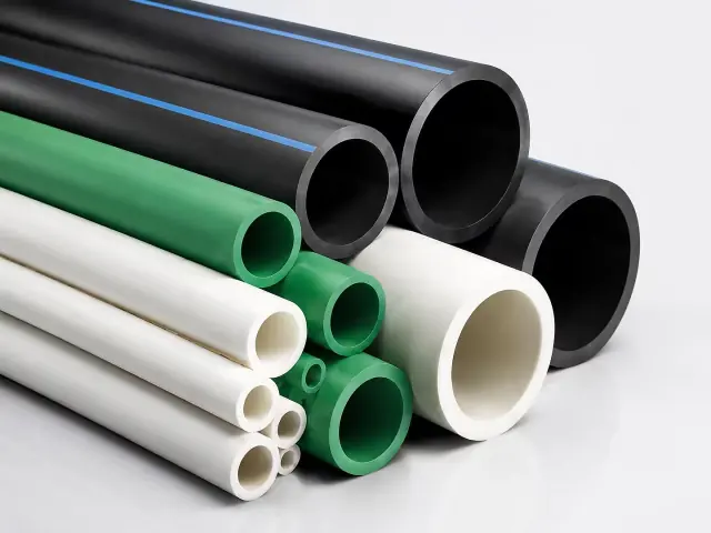 HDPE, PPR and PVC plastic pipes in multiple diameters and colors HDPE, PPR and PVC plastic pipes in multiple diameters and colors